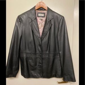 Covington black genuine leather jacket Size Large